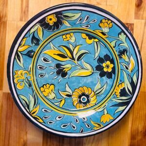 WILLIAMS SONOMA Melamine Salad Plates LA MED Blue Turquoise Floral 8.75" Setof 4
